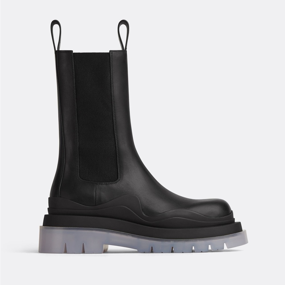 Authentic Bottega Venetta Tire Chelsea Boot - Black/Transparent